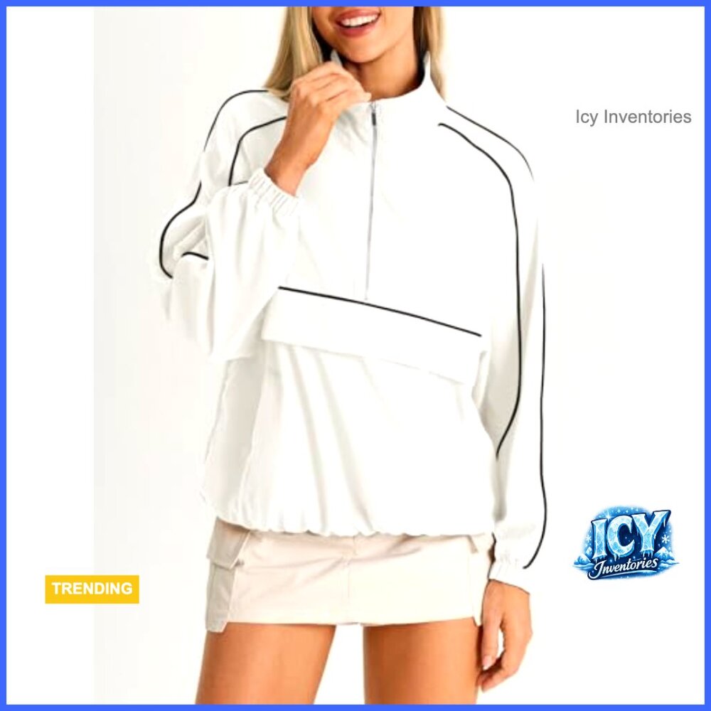 Lightweight Polyester Quarter Zip Pullover With U… - image 5